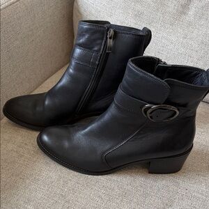 Paul Green Black Leather Ankle Boots